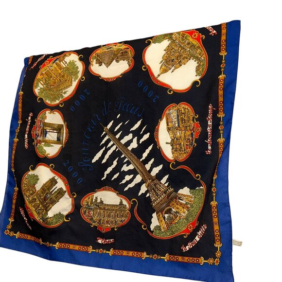 French Paris France vintage Travel adventure print large scarf shawl wrap - Picture 2 of 5